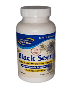 Black Seed Soft gels bottle with a white background