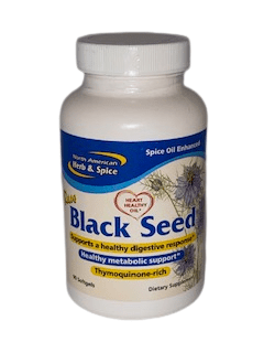 Black Seed Soft gels bottle with a white background