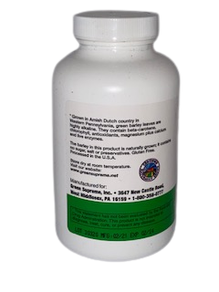 Green Supreme Barley Power bottle with a white background