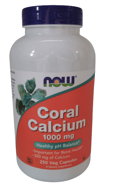 NOW Coral Calcium white color bottle with a white background