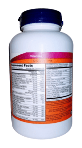 White vitamin bottle with supplement facts label.
