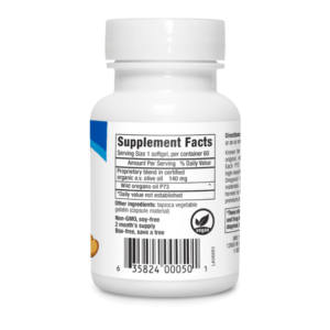 Supplement bottle with label and barcode visible.