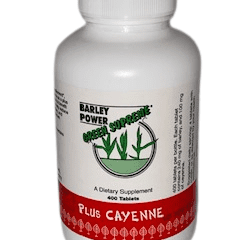 Green Supreme Barley Cayenne plus cayenne bottle in white color
