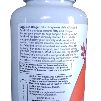 Supplement bottle with label and instructions.