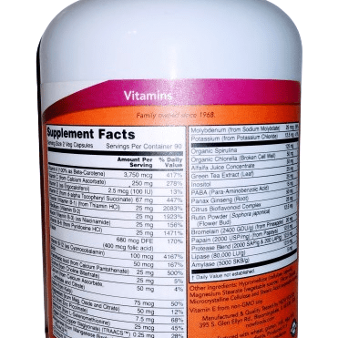White vitamin bottle with supplement facts label.